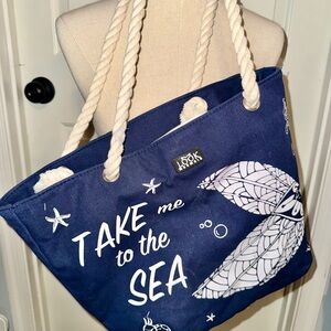 Take Me to the Sea navy Tote Bag